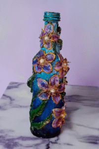 Handcrafted Clay Bottle with Leafy Floral Designs