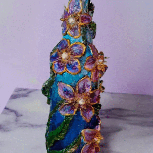 Handcrafted Clay Bottle with Leafy Floral Designs