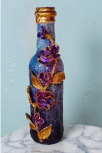 Rose Flowers Clay Bottle Art
