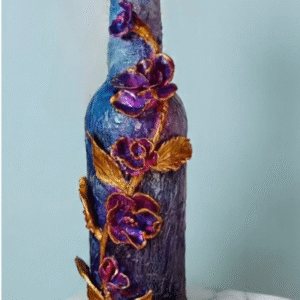 Rose Flowers Clay Bottle Art