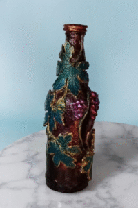 Metallic Leaf & Berry Clay Bottle Art